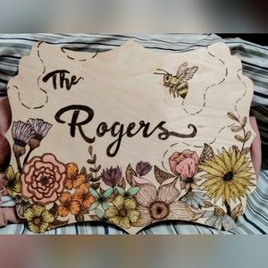 Personalized wood burned name plaque
